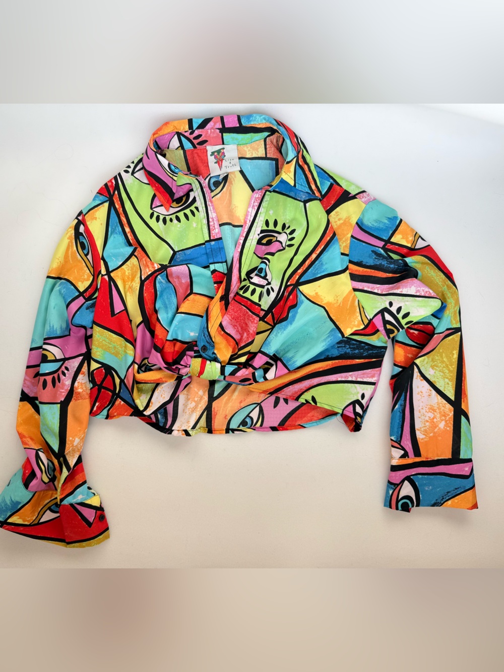 Live 4 Truth Abstract Colorful Crop Top Long Sleeve Size Large